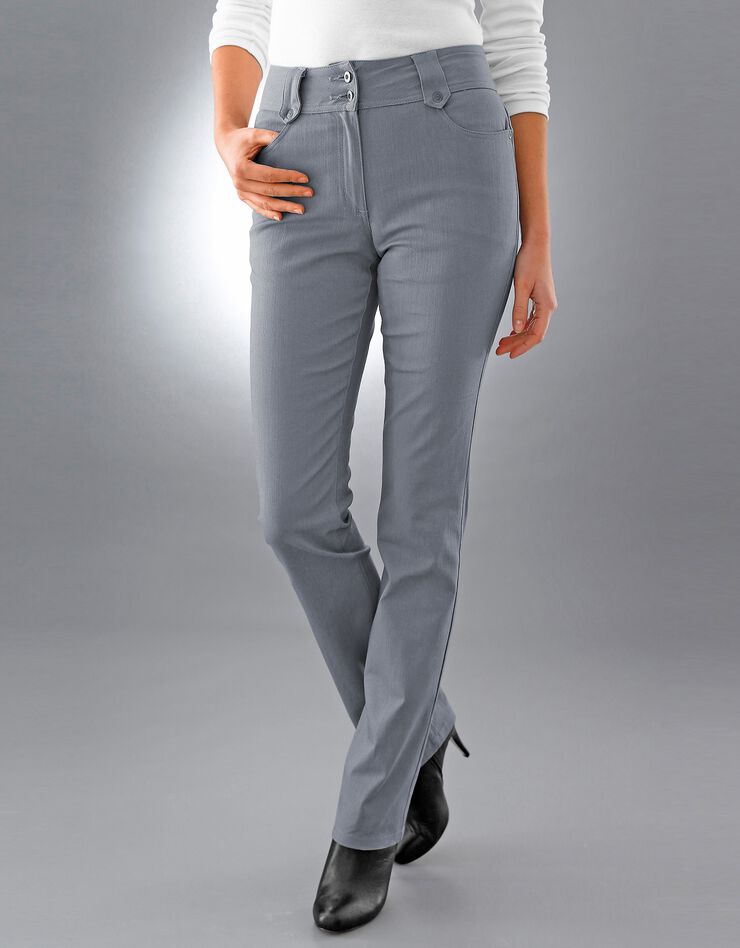 Pantalon droit taille haute effet denim - petite stature (gris)