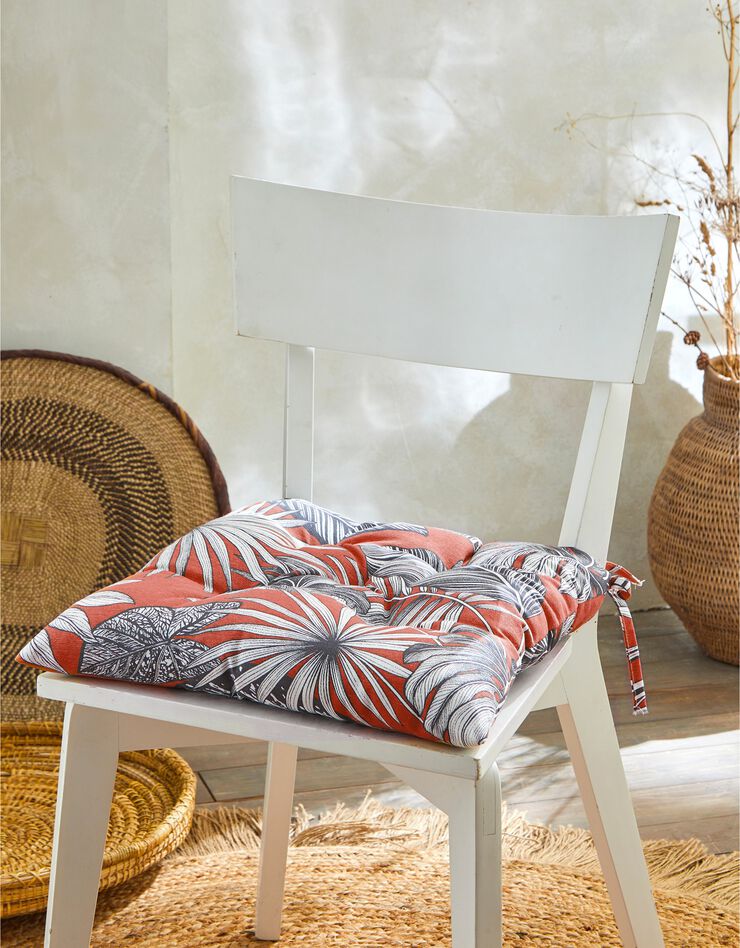Galette de chaise imprimé tropical - lot de 2 (terracotta)