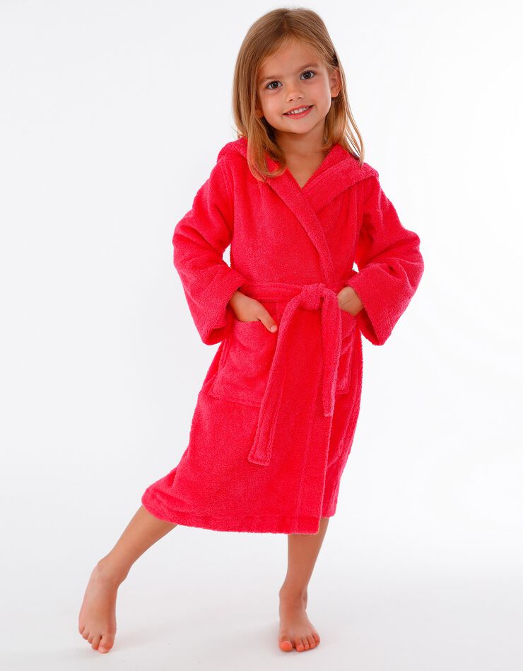 Peignoir enfant éponge bouclette à capuche (corail) Peignoir enfant éponge bouclette à capuche (corail)