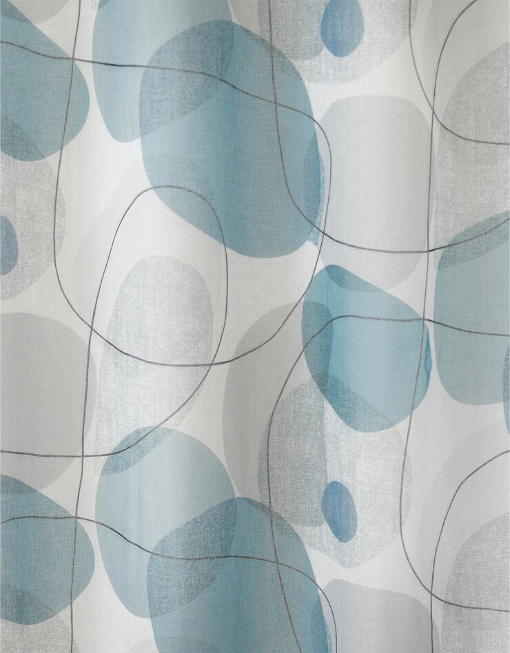 Panneau voile finition oeillets motif galets (blanc / bleu)