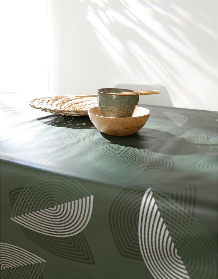 Nappe toile cirée motifs feuilles (vert)