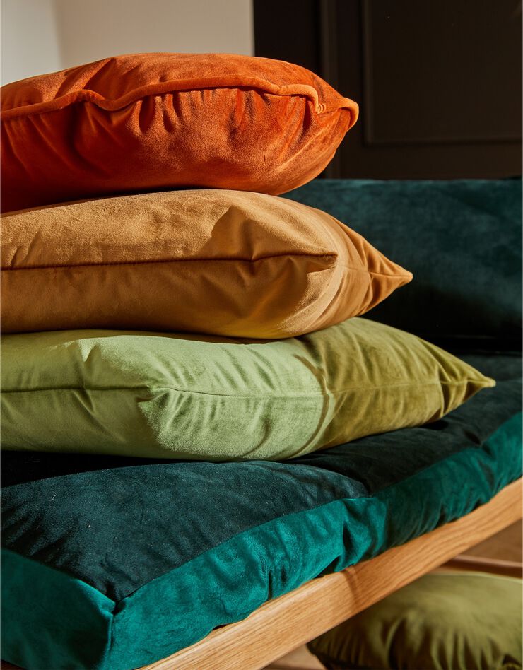 Housse coussin en velours uni - lot de 2 (beige)