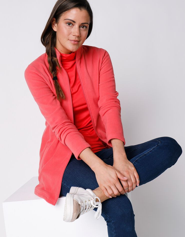 Veste polaire zippée manches longues (corail foncé) Veste polaire zippée manches longues (corail foncé)