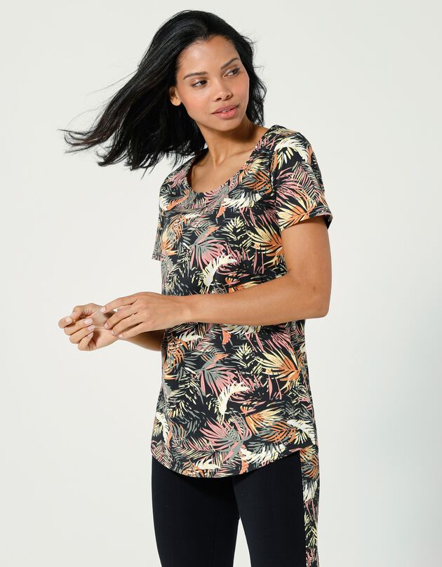 Tee-shirt imprimé manches courtes (noir / ocre)