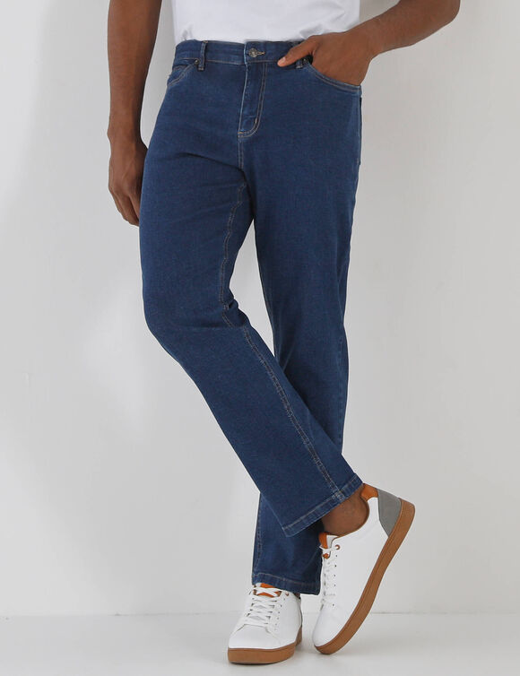 Jean droit ceinture &eacute;lastiqu&eacute;e invisible  - L30 (stone)