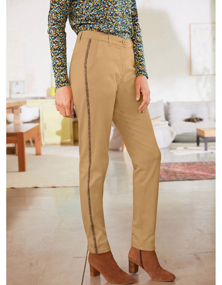 Pantalon chino bande strassée (moutarde) Pantalon chino bande strassée (moutarde)