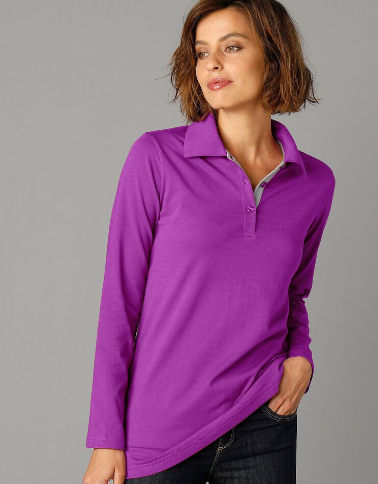 Polo bicolore maille jersey (violine / gris) Polo bicolore maille jersey (violine / gris)