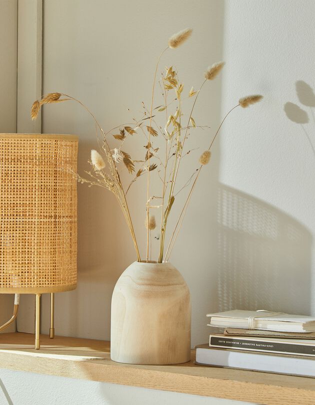 Vase en bois brut forme pot - hauteur 15 cm (bois)
