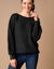 Pull col bateau, maille anglaise toucher doux (noir)