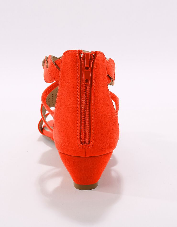 Sandales compensées tressées et perforées (rouge)