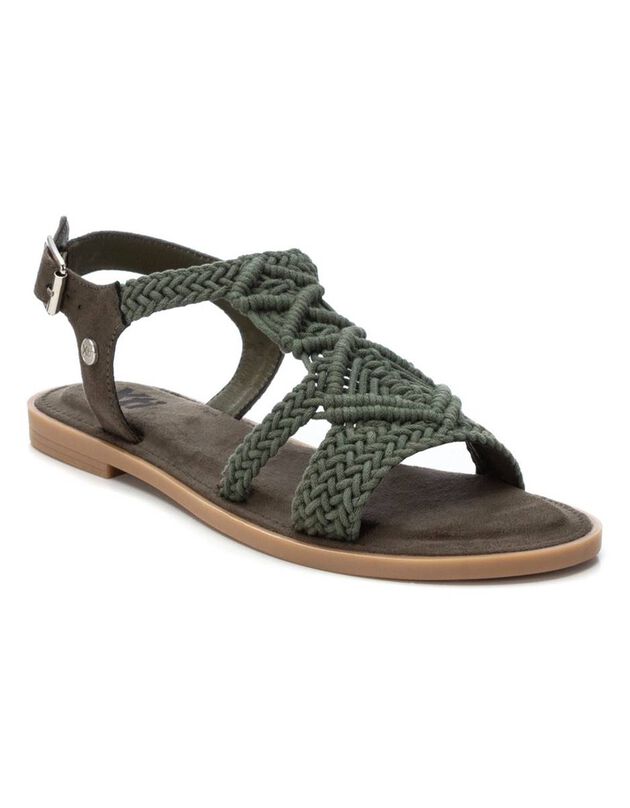 Sandales plates dessus macramé  (kaki)