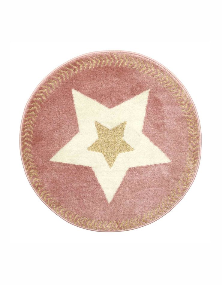 Tapis rose imprimé grandes étoiles - rond (rose)