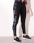 Legging à bande imprimée en coton stretch (noir / violine)