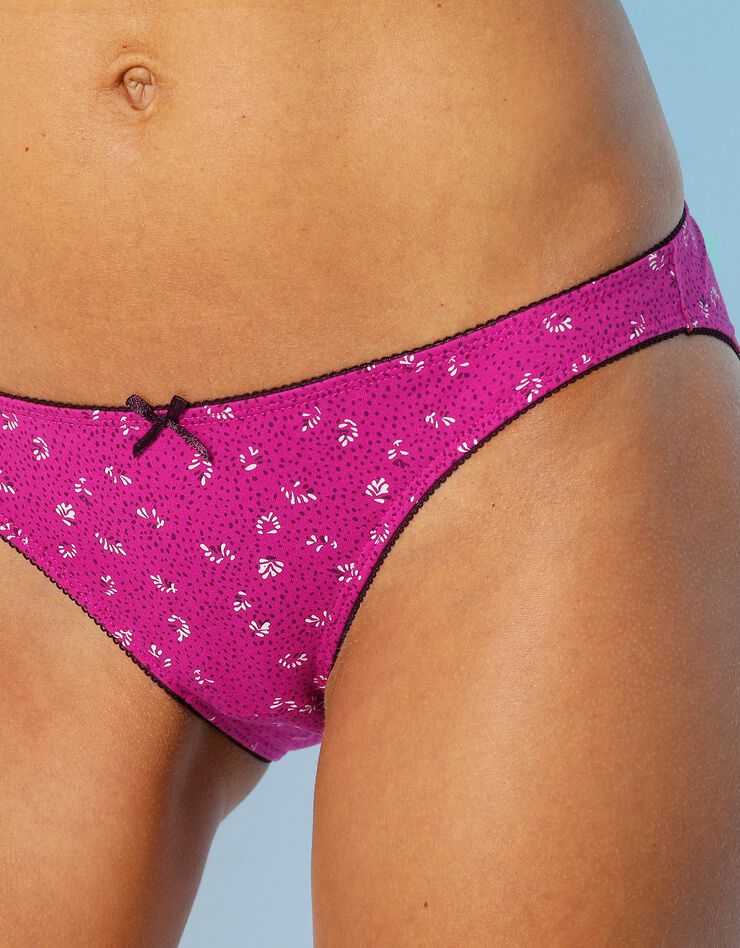 Slip coton imprimé gamme "flocons" - lot de 4 (prune / fuchsia) Slip coton imprimé gamme "flocons" - lot de 4 (prune / fuchsia)