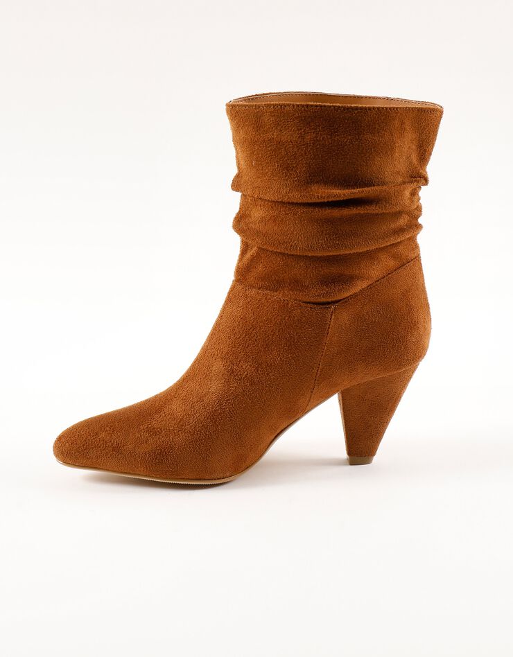 Bottes plissées mi-hautes (beige foncé) Bottes plissées mi-hautes (beige foncé)