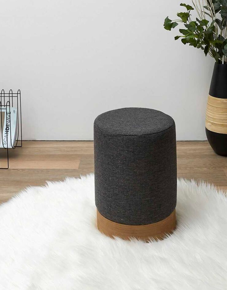 Pouf cylindrique - revêtement tissu (gris)