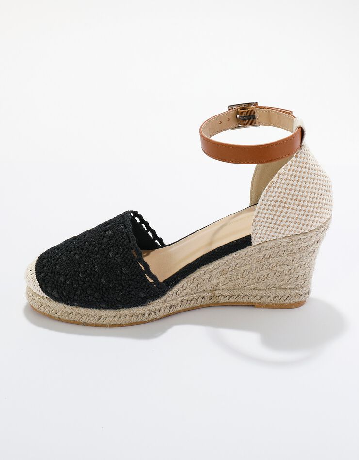 Sandales compensées macramé semelle corde (noir) Sandales compensées macramé semelle corde (noir)