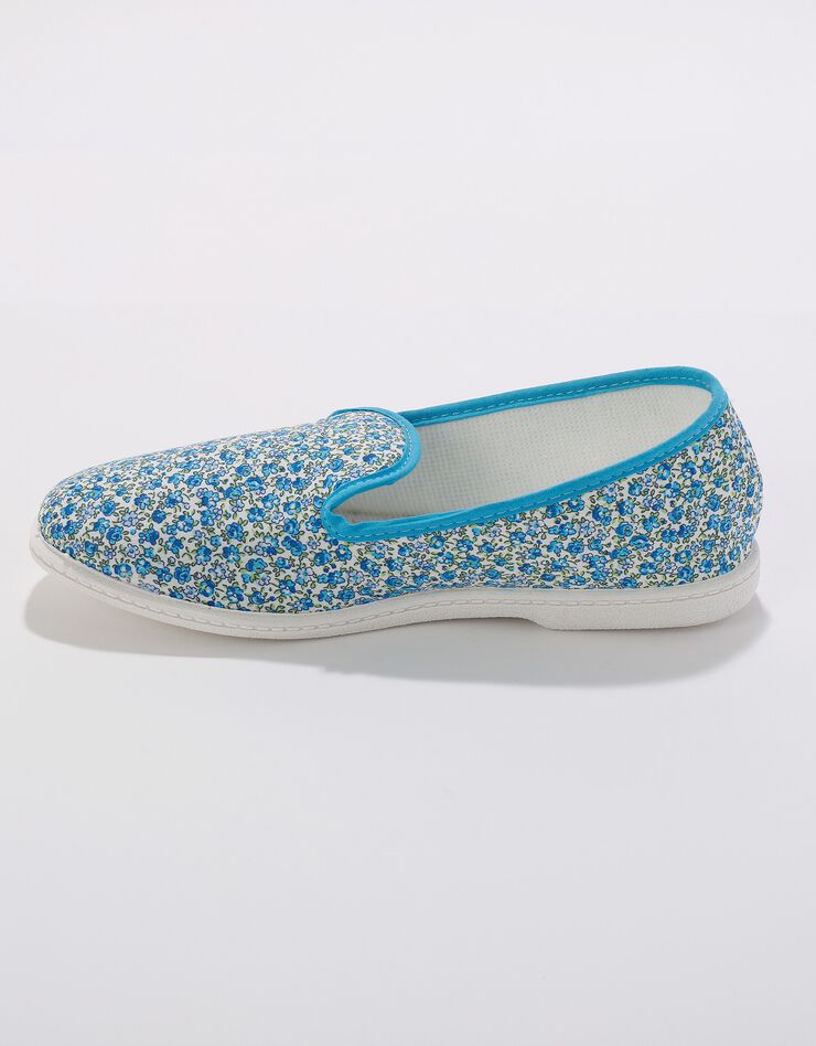 Pantoufles forme charentaise fleuries (bleu) Pantoufles forme charentaise fleuries (bleu)