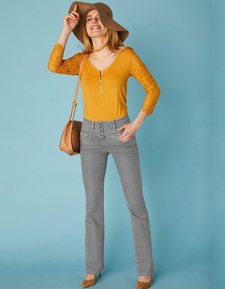 Jean coupe bootcut taille haute stretch - entrej. 78 cm (gris) Jean coupe bootcut taille haute stretch - entrej. 78 cm (gris)