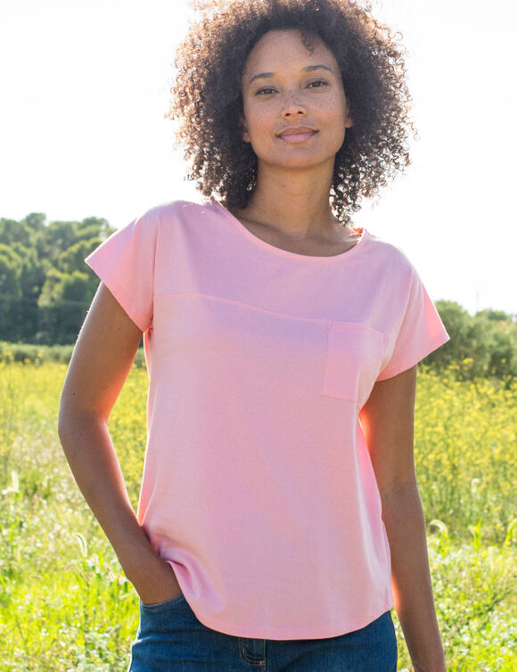 T-shirt imprim&eacute; col rond (rose p&acirc;le)