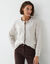 Cardigan &agrave; bords festonn&eacute;s contrast&eacute;s, enrichi en laine (beige / chocolat)