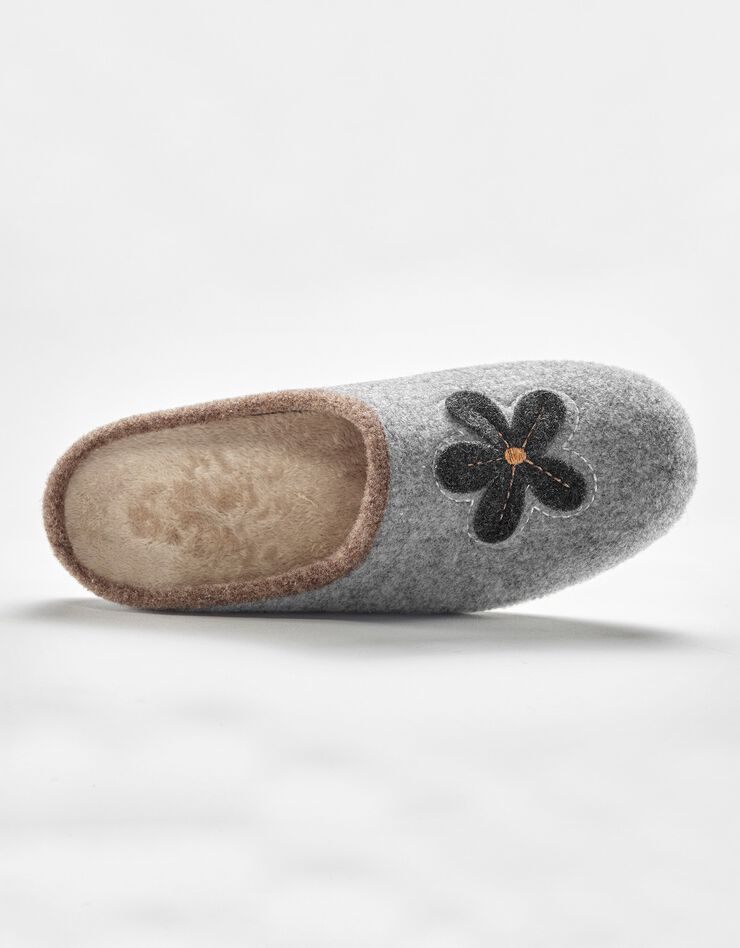 Mules fleur appliquée - largeur confort (gris chiné) Mules fleur appliquée - largeur confort (gris chiné)