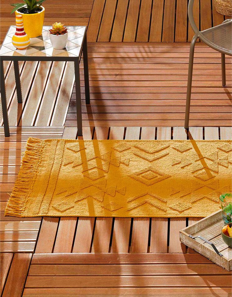 Tapis jacquard à franges safran (safran) Tapis jacquard à franges safran (safran)