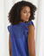 Chemise de nuit longue manches courtes broderie anglaise (bleu)