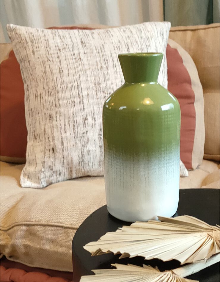 Vase en céramique bicolore - hauteur 18 cm (vert)