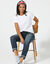 T-shirt boîte manches coudes (blanc)