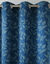 Rideau occultant imprimé feuillage bicolore (bleu paon)