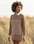 Pull tunique ray&eacute;, manches longues, toucher doux (caramel / rose)
