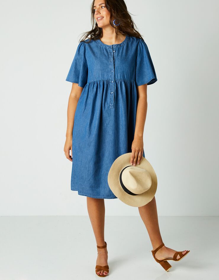 Robe évasée, denim léger (bleached) Robe évasée, denim léger (bleached)