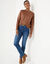 Pull col rond, maille fantaisie toucher doux (chocolat)