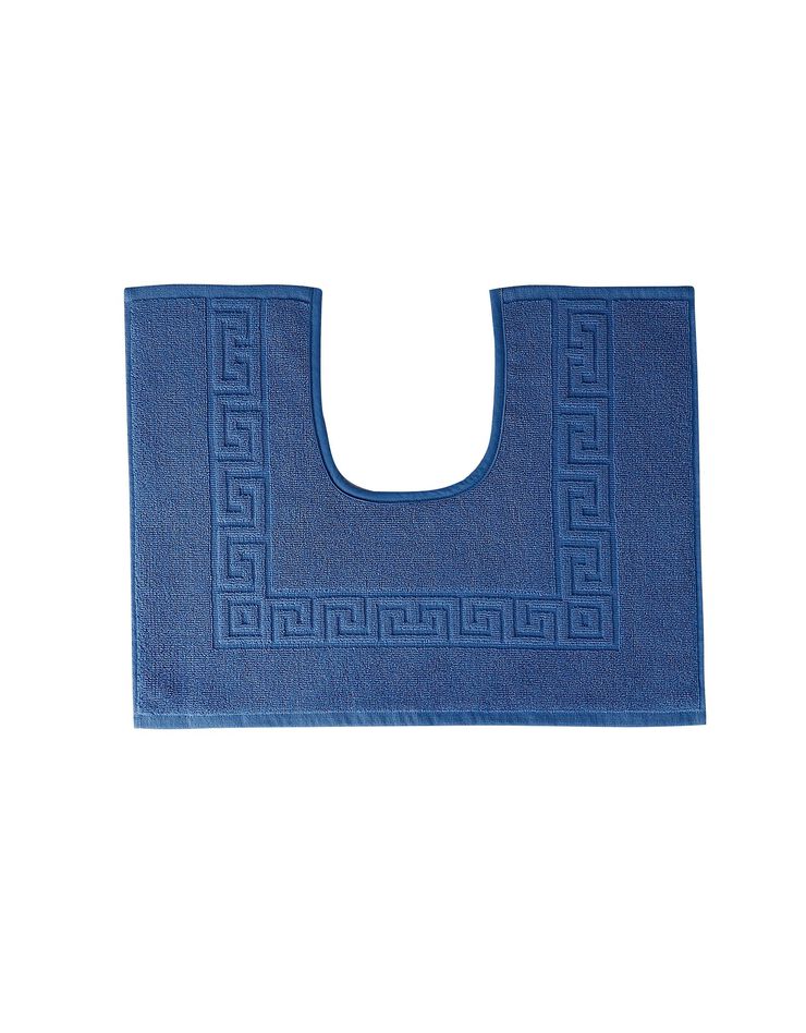 Tapis de bain éponge liteau motif frise grecque (bleu dur)
