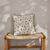 Coussin coton lin broderie fleurie (vert / orange)