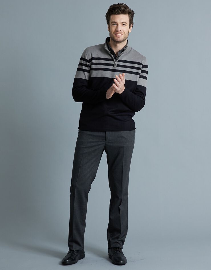 Pantalon taille réglable sans pince - polyester/laine (gris anthracite) Pantalon taille réglable sans pince - polyester/laine (gris anthracite)