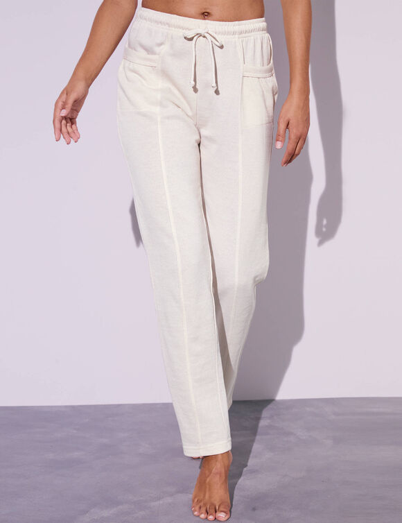 Pantalon jogging, molleton gratt&eacute; (&eacute;cru)