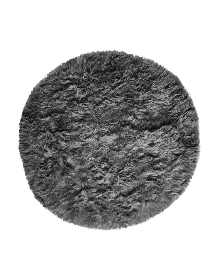 Tapis rond poils longs (gris)