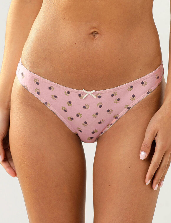Slip coton imprim&eacute; motif "fleurs indiennes"" assorti &ndash; Lot de 4 (rose)