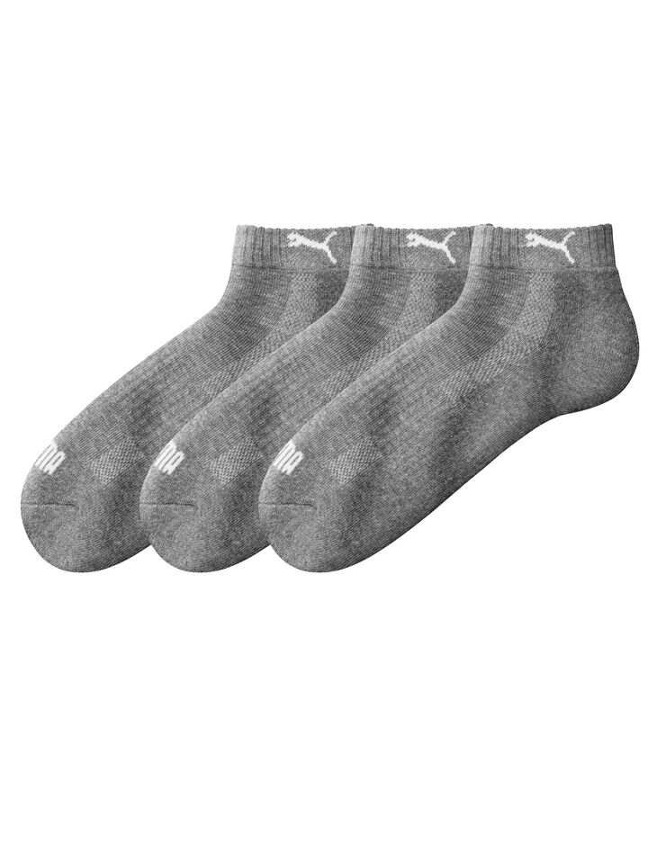 Chaussettes basses matelassées quarter - lot de 3 paires (gris chiné)