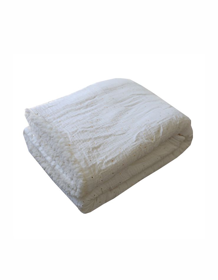 Plaid gaze de coton & sherpa (blanc / argenté)