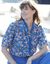 Blouse boutonnée imprimée, gaze de coton (bleu / caramel)