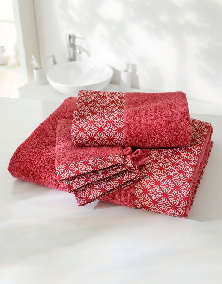 Éponge bouclette 420 g/m² liteau imprimé rosace (framboise)