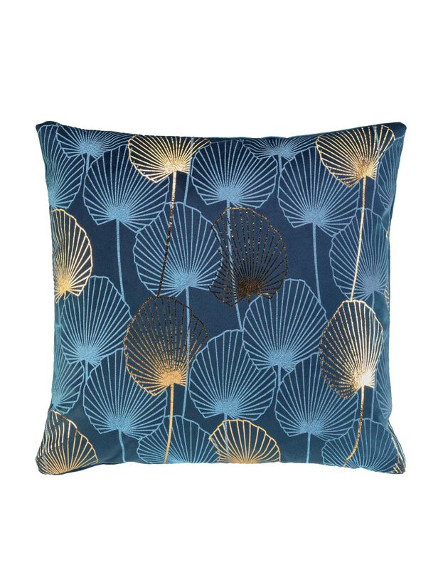 Coussin végétal dorure (bleu / doré)