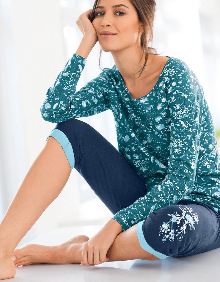 Pantacourt de pyjama – uni marine (marine)