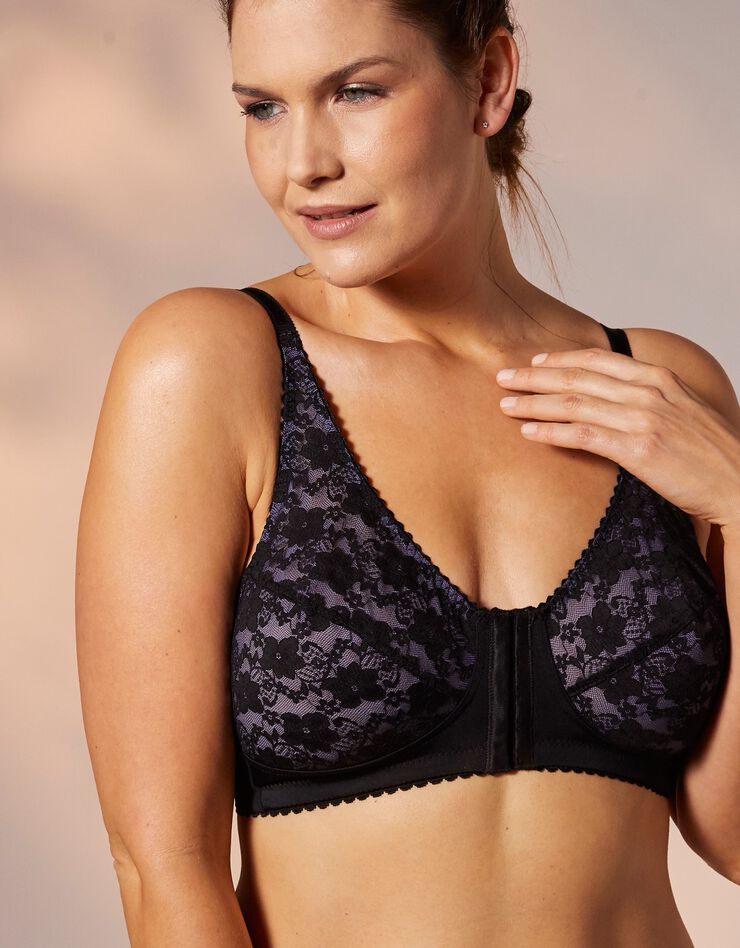Soutien-gorge ouvert devant dentelle bicolore - sans armatures (noir) Soutien-gorge ouvert devant dentelle bicolore - sans armatures (noir)