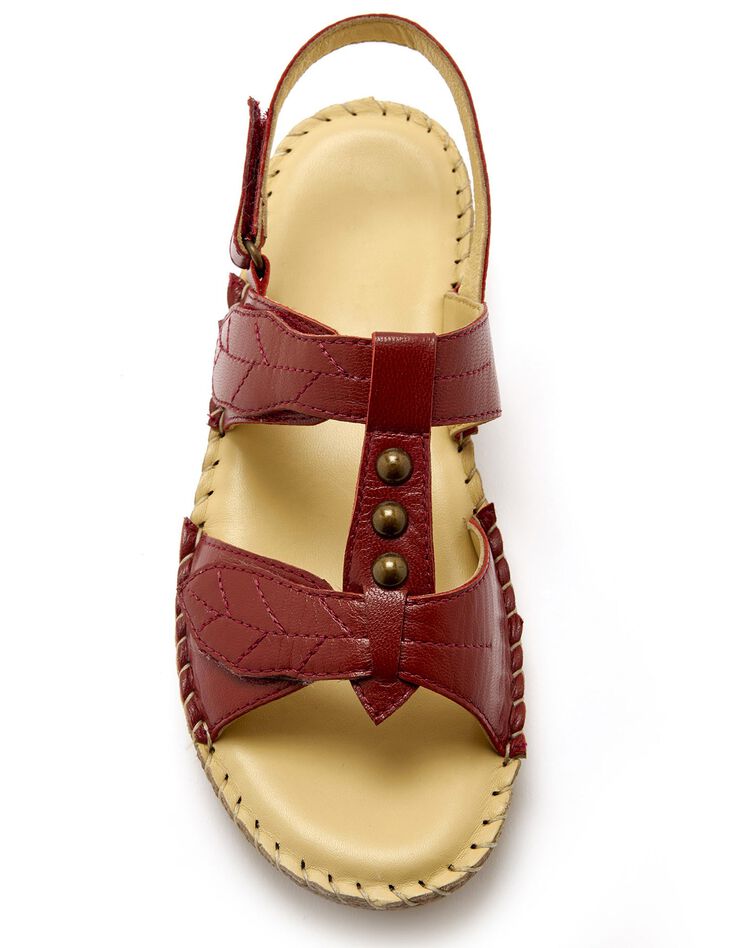 Sandales scratchées en cuir texturé (rouge) Sandales scratchées en cuir texturé (rouge)