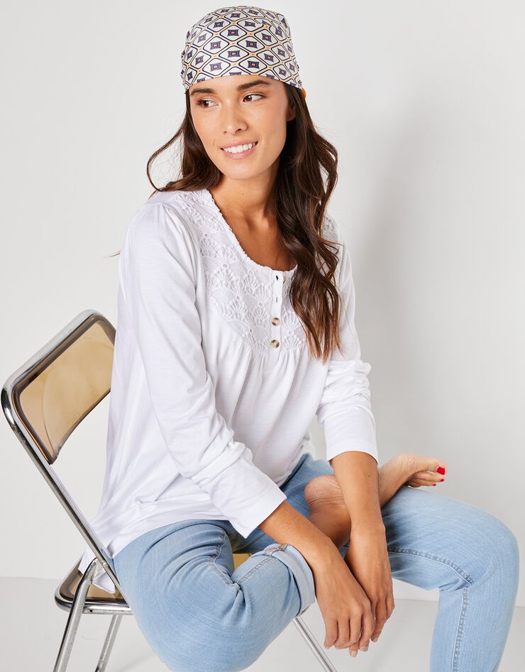 Tee-shirt macramé manches longues (blanc) Tee-shirt macramé manches longues (blanc)