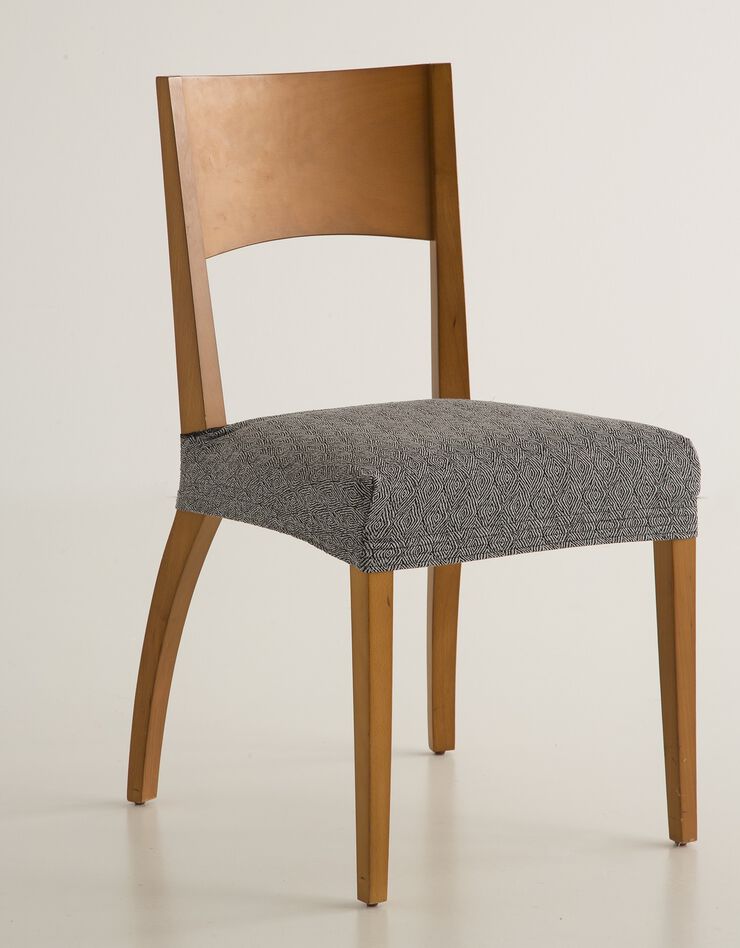Housse assise de chaise extensible jacquard graphique (gris) Housse assise de chaise extensible jacquard graphique (gris)